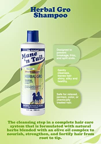 Mane n Tail Herbal Gro Shampoo 355 ml (Pack of 1)  Olive Oil Complex  Natural Herbs  Prevents Breakage, Frizz, and Split ends, Safe for treated hair