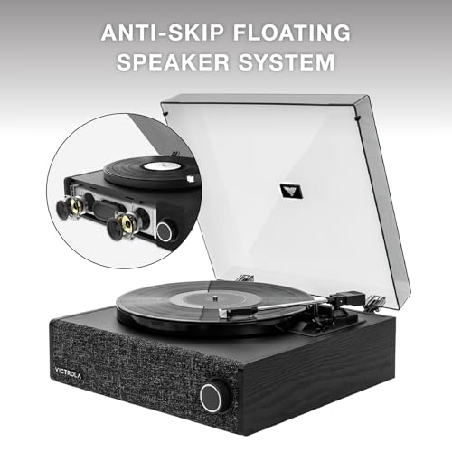 Victrola Eastwood LP – Bluetooth Record Player – 3-Speed Turntable, Audio Technica AT-3600L MM Cartridge, Vinyl Stream Bluetooth Output, Anti-Skip Floating Speaker, RCA & 3.5mm Output System (Black) by Victrola - Image 2