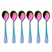 Rainbow color Soup Spoons, Stainless Steel Round Spoons, Set of 6 (Soup Spoon)