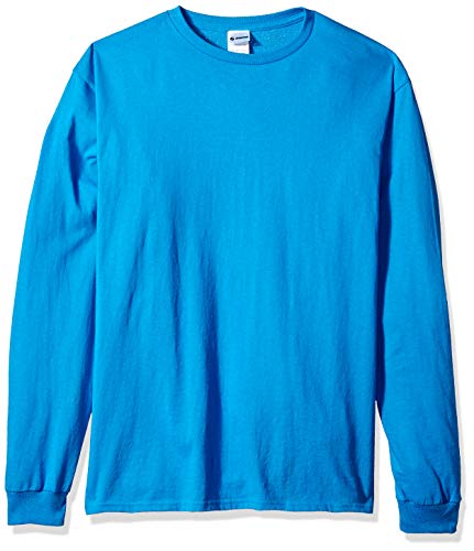 Soffe Men's Long Sleeve Cotton Tee, Turquoise, Large