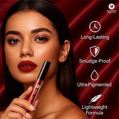 Image of NOY Lipstick Set Waterproof Ultra Matte Long Stay Comfort Matte Lip Combo Cherry Pink, Maroon Pack of 2