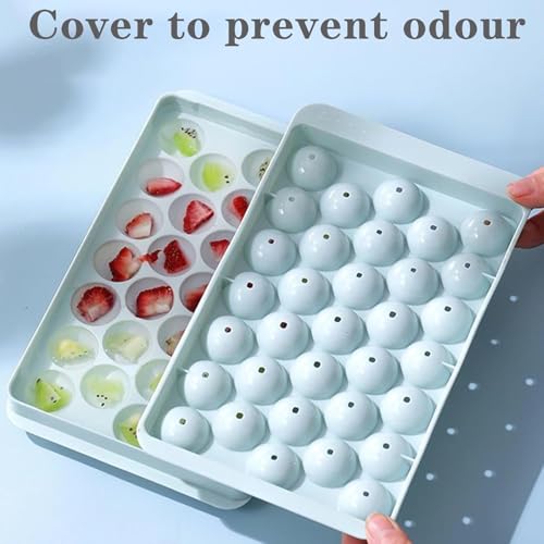 Image of 33 Ice Ball Maker Mould | Silicone Ice Cube Tray Round Design | Stackable Flexible Ice Tray with Easy Release | Freezer Tray for Ice, Juice, Chocolate & Drinks (Pack of 1)