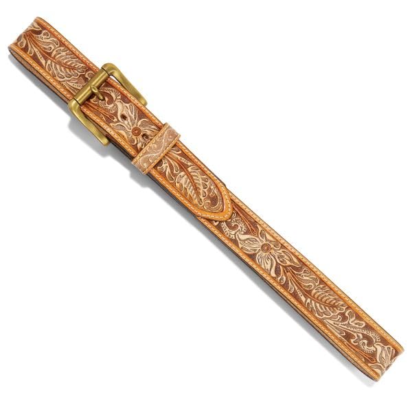 Tan Leather Belt with Floral Design by Brighton2