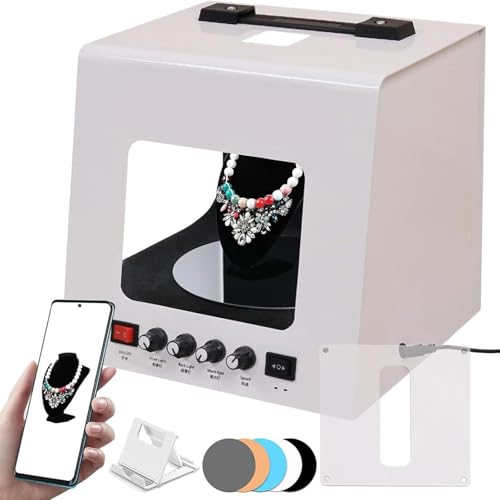 Caja de luz LED portátil para fotos con brillo regulable y tocadiscos de 360 grados