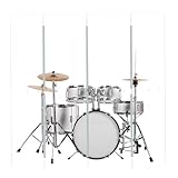 Drum Shield | Portable 4-Panel 2ft x5ft Acrylic Sound Barrier | Full-Length Stainless Steel Hinges | Drum Cage for Home, Church, Practice & Performances.(4 panels)
