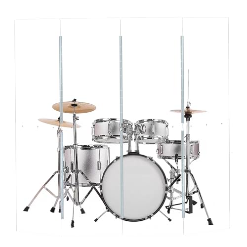 Drum Shield | Portable 4-Panel 2ft x5ft Acrylic Sound Barrier | Full-Length Stainless Steel Hinges | Drum Cage for Home, Church, Practice & Performances.(4 panels)