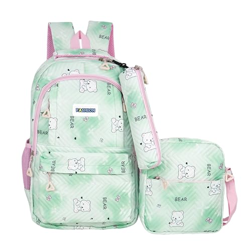 Image of Storite 3 PCS Kids School Backpack Set for Girls & Boys | 17 Inch Lightweight Backpack with Lunch Box & Pencil Case | Bear Print School Bag for Elementary, Middle & High School