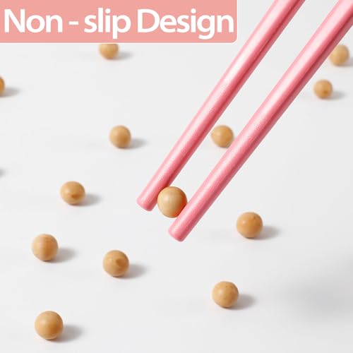 5 Pairs Pink Fiberglass Chopsticks, Non-Slip Reusable - Image 5