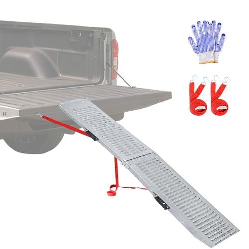LIEKUMM 66 Folding Motorcycle Ramp 440 lbs Heavy Duty Loading Ramp for Pickup Trucks Portable Truck Ramp for Dirt Bike Trailer Lawn Mower