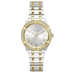 GUESS Blue + Rose Gold-Tone Crystal Silicone Watch