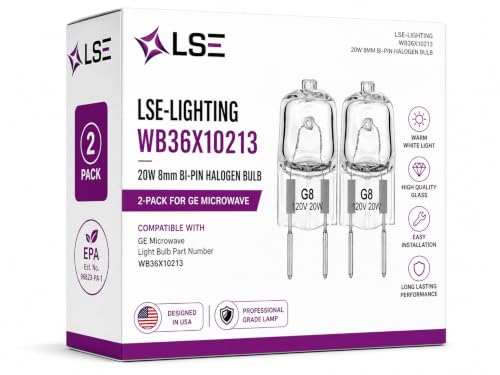 LSE Lighting WB36X10213 20W 8mm Bi-Pin Halogen Bulb 2-Pack for GE Microwave