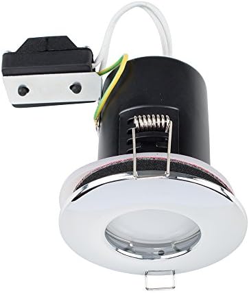 MiniSun Pack of 6 Fire Rated Bathroom/Shower IP65 Brushed Chrome Domed Ceiling Downlights - Complete with 5w LED Bulbs [6500K Cool White]