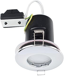 MiniSun Pack of 6 Fire Rated Bathroom/Shower IP65 Brushed Chrome Domed Ceiling Downlights - Complete with 5w LED Bulbs [6500K Cool White]