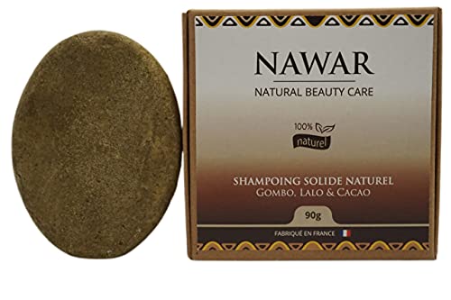 Shampoing solide Naturel artisanal - NAWAR- Gombo Lalo Cacao 90g dêmelant boucles définies nourrissant cheveux bouclés et frisés, 100% Biodégradable Cover