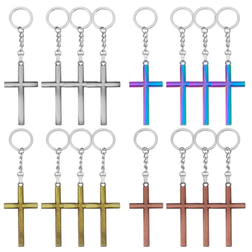Porte-clés chrétiens croix métal, lot de 16 pendentifs souvenirs de baptême et Noël