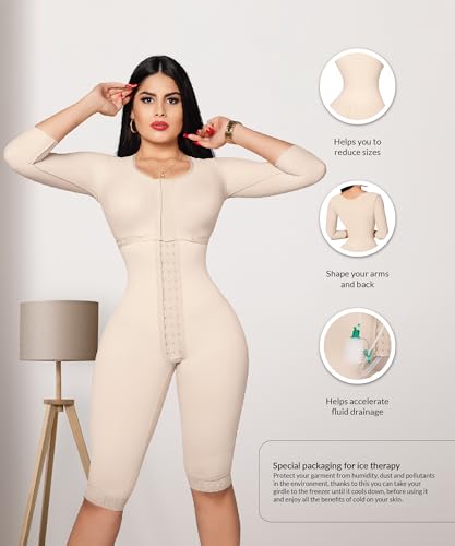 Forma Tu Cuerpo, Fajas Colombianas, Medium Compression, Bodysuit Knee with Bra, Sleeves, Center Clasps. (Ref. 018)4