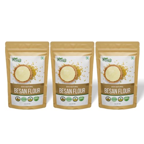 Image of Organic Zing Besan Flour also known as Chickpea Flour, Bengal Gram Flour or Garbanzo Bean Flour |Vegan| Preservative Free | Product of India - 907g(Pack of 3)