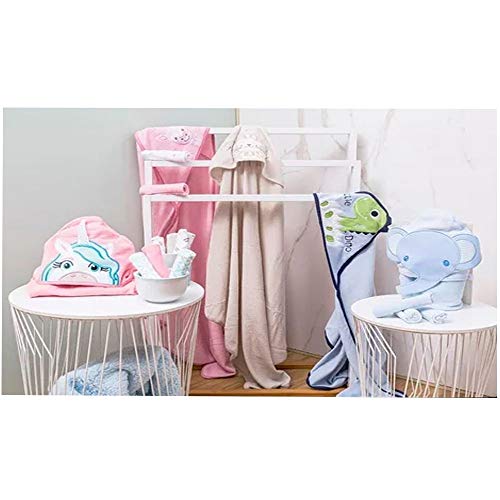 Kit Toalha Bordada com Capuz e Toalha de Boca Elefante Azul Camesa