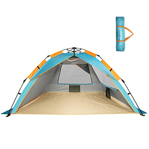 Beach Tent Sun Shelter XL - Portable Beach Tents Sun Shade 4 Person - UPF 50+ UV Tent Beach Half Dome Canopy Easy Setup Beach Sun Tent for Family Travel,by ZOMAKE
