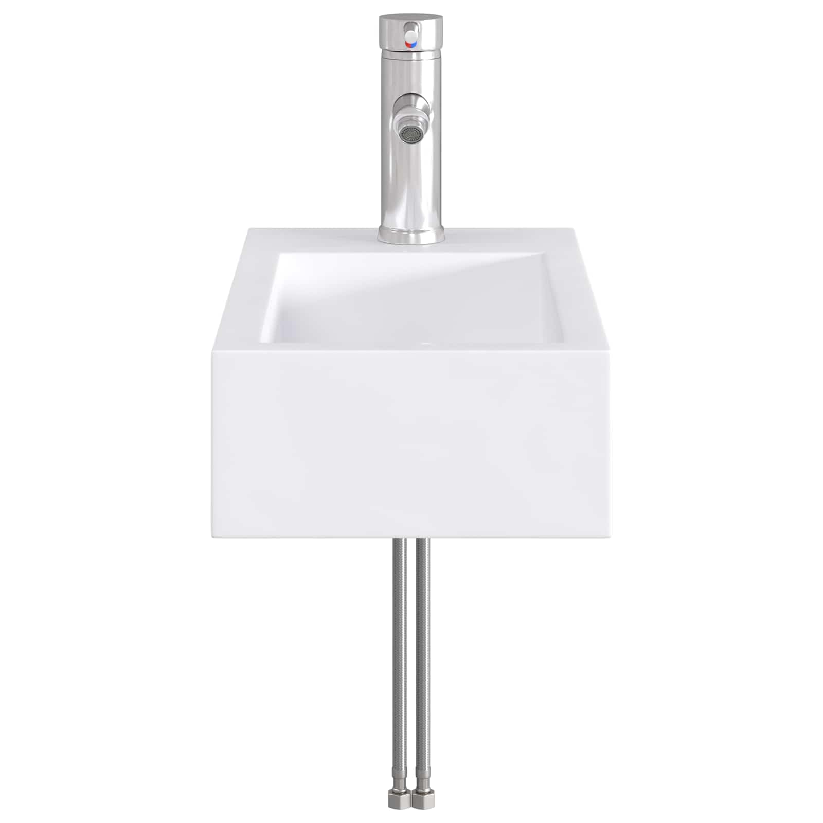 Fengshui Metalowa umywalka chrom 45,5 x 25,5 x 13 cm | Odporny na korozję, wbudowany kran i odpływ, łatwa pielęgnacja, idealna do małych łazienek