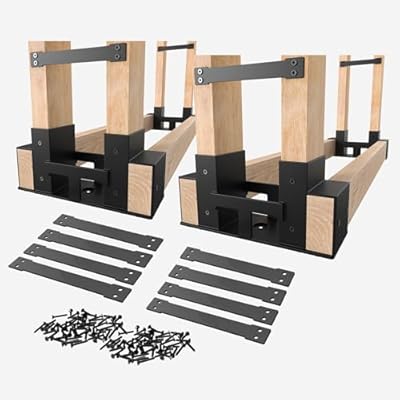 Anyelse 4 PCS Outdoor Firewood Log Storage Rack Bracket Kit, Adjustable Rack Any Length, Fireplace Wood Storage Holder for Indoor Outdoor Patio with 80 Accessories?4 PCS?