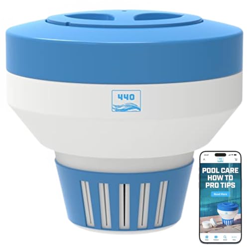 440 Pool Chlorine Floater Dispenser, Fit 3" Chlorine Tablet for Optimal Pool Chlorinator. Improve Water Sanitation and Flow Control with Multiple Vents, 5 Tablets Capacity
