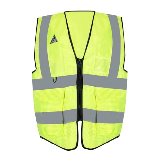 BeiLiDa High Visibility Safety Vest for Men & Women – Reflective Zippered Work Vest with Pockets, Breathable Polyester, 360° Visibility, for Cycling, Running, Construction
