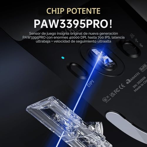 Ratón inalámbrico profesional Attack Shark X8PLUS negro con base Dual-Layer PTFE Feet 4