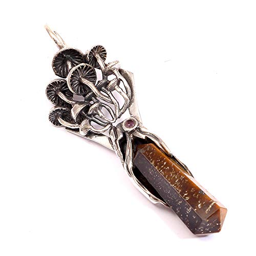 Pendentif de designer en argent avec pierres précieuses oeil de tigre