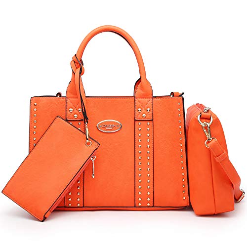 Dasein 3pcs Women Handbag Wallet Top Handle Satchel Purse Hobo Crossbody Shoulder Bag Tote Bag with Studs