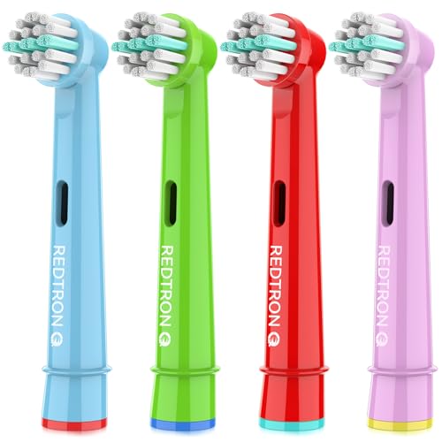 REDTRON Kids Electric Toothbrush Heads Compatible with Oral B, Soft Bristles Kids Toothbrush Heads, Children Replacement Toothbrush head for sensitive teeth and gums (Pack of 4)