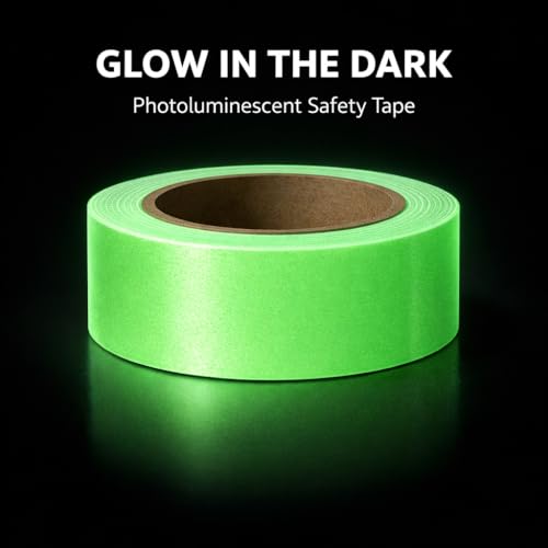 Image of Radium Night Glow in Dark Tape 50.8 mm (2 Inch) Width x 5 Meters (16 Feet) Length. Luminous Self-Adhesive Tape Safety Warning Security Stage Home Decoration Tape, Green
