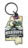 Mississippi Keychain Souvenir with State Map and Flag Images Acrylic Key Chain