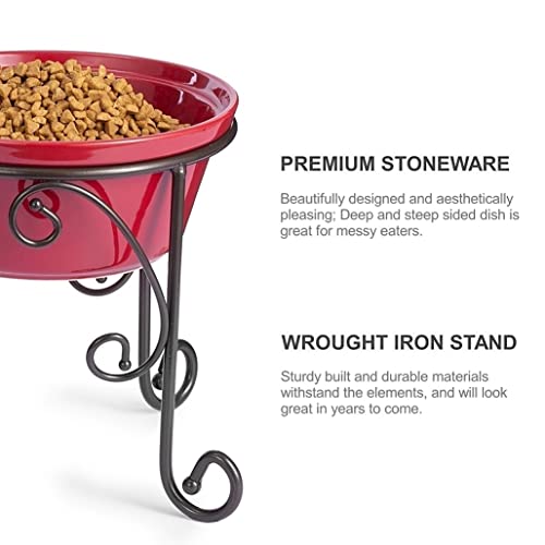 Bestvida Sparks Elevated Dog Bowl Stand Includes Two Premium Stoneware Dog Bowls- Ideal For Medium And Large Dogs (Large, Marsala) #TOP1