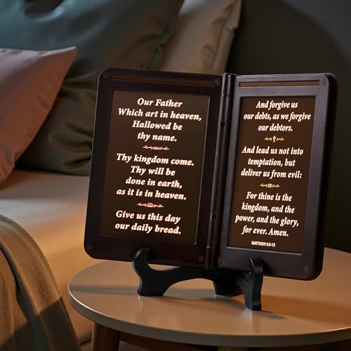 Image of mamre Bible Verses Lamp, The New Testament Display Light - Thy Word is a lamp Unto My feet, and a Light Unto My Path. - Matthew 6:9-13 The Lord's Prayer, Gospel Gift, Bookshelf Lamp