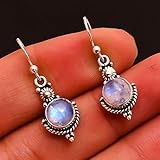 Material: Stein AdronQ Ohrringe Ohrstecker Ohrhänger Runde Mondstein Tropfen Ohrringe 925 Silber Personalisierte Ohrringe Für Mädchen Boho Hochzeit Long Drop Ohrringe