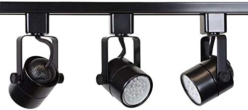 Direct-Lighting Brand H System 3-Lights GU10 LED 7.5W LED 500 lumens Track Lighting Kit Black 3000K Warm White Bulbs Included HT-50154L-330K (Black)