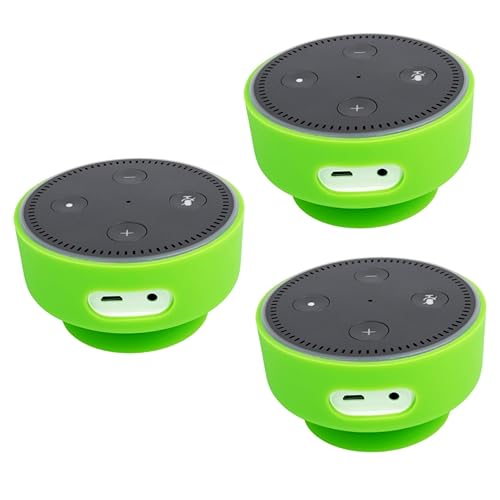 Protection silicone Echo Dot anti chute avec socle ventouse stable vert