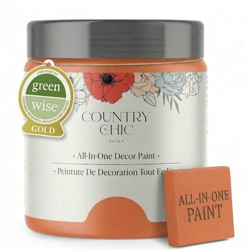 Image of Country Chic All-in-One Chalk Paint for Furniture, Cabinets, Home Decor, Eco-Friendly, Matte Finish, Built-In Primer & Top Coat for Wood, Metal - Persimmon (Orange) - 8 oz (237 ml)