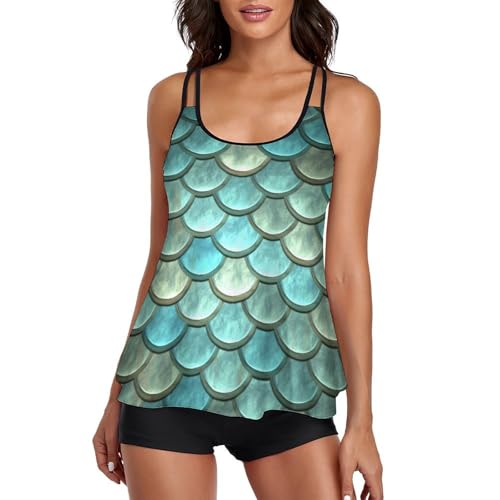 Ensemble bikini tankini imprimé écailles pour vos journées détente et spa à la plage