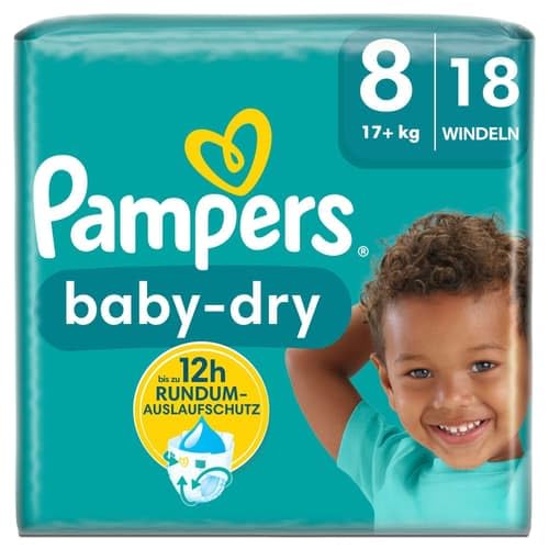 Pampers Baby-Dry Größe 8, 18 Windeln, 17kg+ (18 Stk)