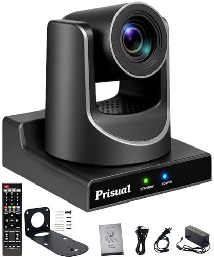 Prisual NDI PTZ Camera Gen 5, 30X Optical Zoom, AI Auto Tracking, 3G-SDI USB LAN PoE HDMI PTZ Camera for Church Broadcast Education Events (Official NDI 6 & NDI HX3 Certified) TEM-30N PRO