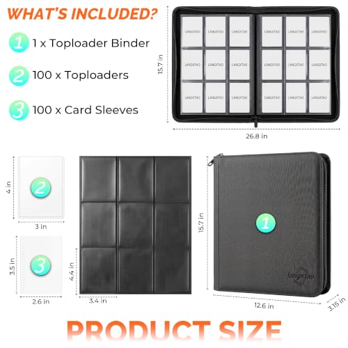 Toploader Binder Holds 504 Toploaders, 100 Toploaders Included, 9 Pocket by langxtao - Used condition - Image 8
