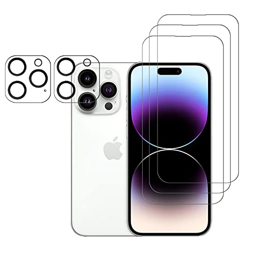 Douglass [3+2 Pack] iPhone 14 Pro Max Screen Protector And Camera Lens Protectors, Screen Glass Protector 9H Hardness Tempered Glass Film Anti-Scratch/Fingerprint Zero Bubble-Ultra-clear 99.99%