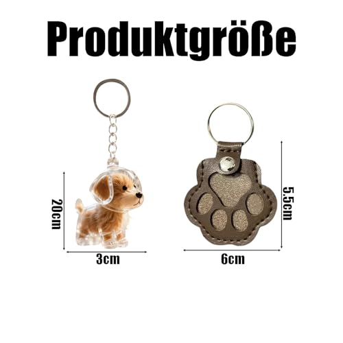 fufupaw 3 PCS Schlüsselanhänger Hund, Schlüsselanhänger Hundehaare, Tierhaar Anhänger Mit Pfotenabdruck, Katzen- und Hunde Set, Inklusive Goldener Retriever Design