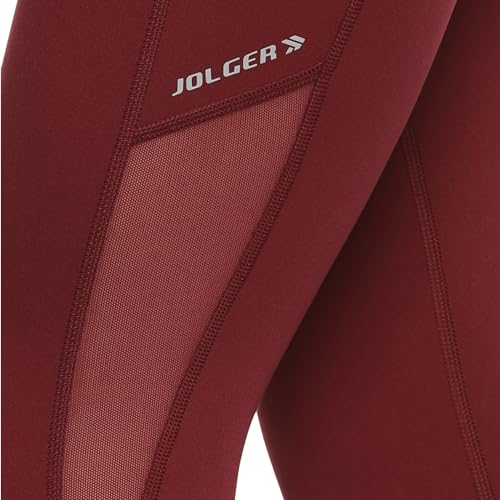 Image of JOLGER Women's High-Waisted Yoga & Workout Tights - Ultra-Stretch Fabric with Breathable Mesh Panels, Moisture-Wicking Leggings for Yoga, Pilates, Running, and Gym Training. Performance Activewear.