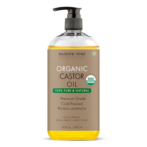 Majestic Pure Huile de Ricin Bio 473 ml -100% Pure, Naturelle et Pressée à Froid - Huile Pousse...