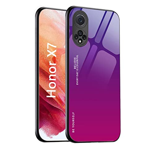 AMWEI Étui pour Huawei Honor X7 Coque, Cover de Téléphone en Verre Trempé 9H, Cadre Souple Silicone TPU Anti-Choc Bumper, Résistant Aux Chocs Housse Case - 4 Cover
