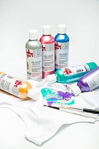 Scola 6 x 300ml Assorted Colours Metallic Finish Textile Fabric Paint Set FABP300/6/A