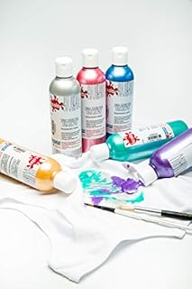 Scola 6 x 300ml Assorted Colours Metallic Finish Textile Fabric Paint Set FABP300/6/A